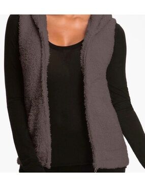 Barefoot Dreams Cozy Chic Knit Zip Up Hooded Sleeveless Vest Style 535 size XS
